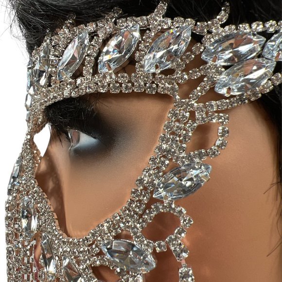 Crystal Tassel Face Mask Halloween Mask Masquerade Mask Women Rhinestone Jewelry - Picture 7 of 15